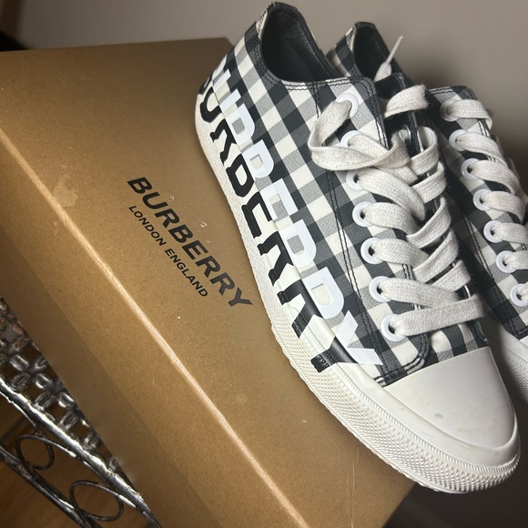 Burberry Monochrome Checkered Canvas Sneakers - Picture 1 of 6